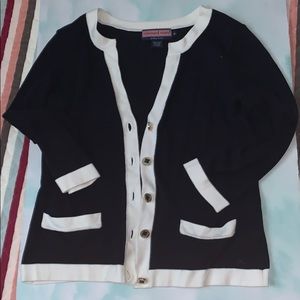 VINEYARD VINES NAVY/WHITE CARDIGAN SZ M
